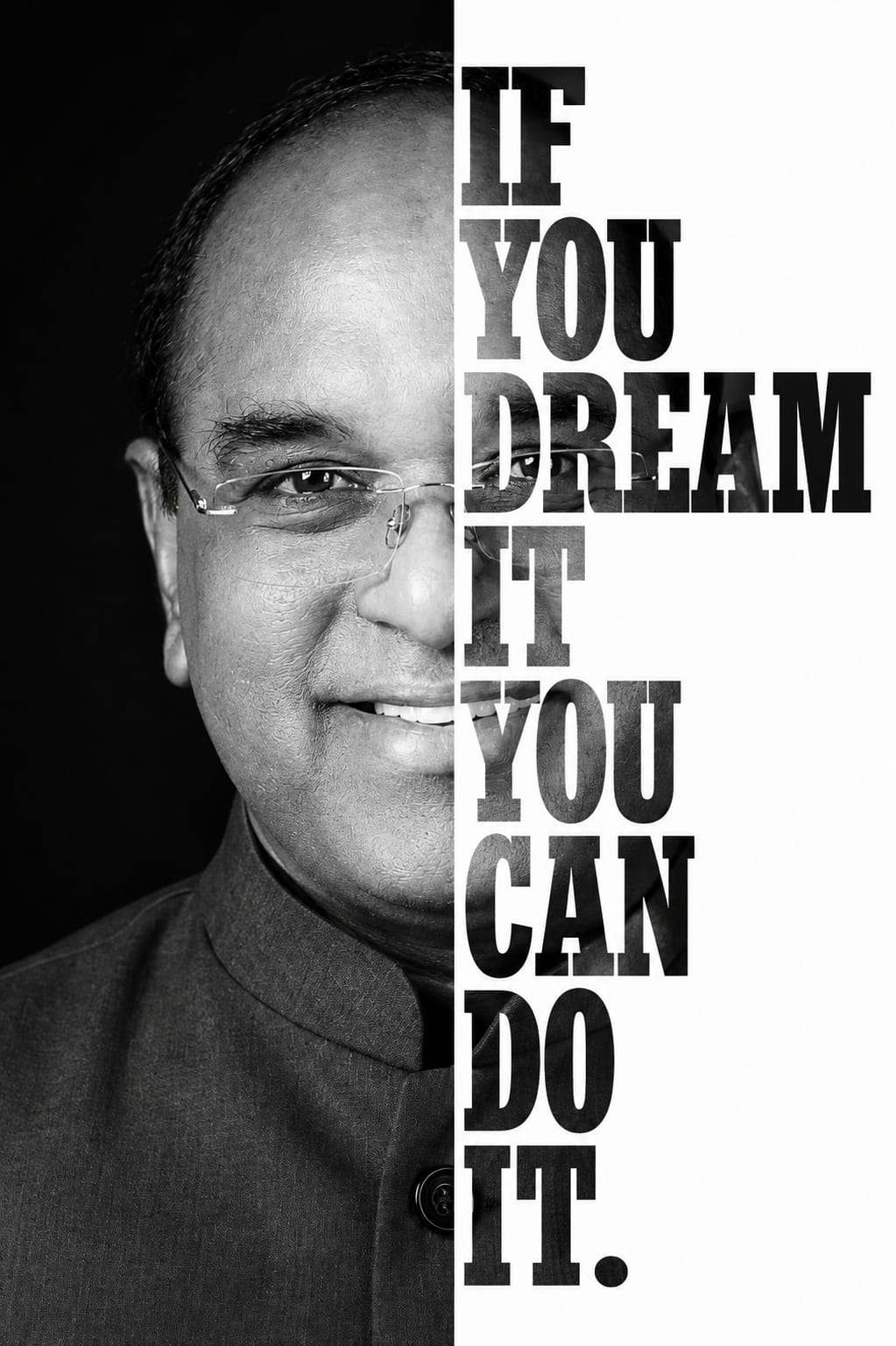 Black and white portrait of Binesh Ravindran